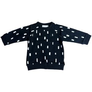 Miles Baby Unisex Black White Square Print Raglan Sweatshirt Baby 6M NWT